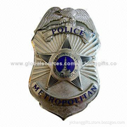 Police Badges, Made of Zinc Alloy/Die-struck Brass Material, 3D Design